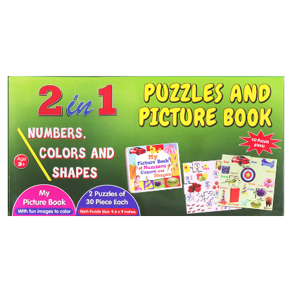 Picture of 2-IN-1 PUZZLES AND PICTURE BOOK - NUMBERS, COLORS AND SHAPES