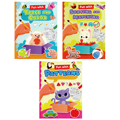 Picture of FUN WITH BASIC SKILLS SET OF 3 (SORTING & MATCHING,TRACE&COLOR,&PATTERNS)